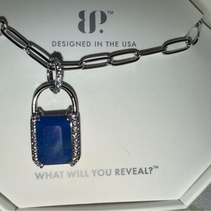 BP Silver and Blue Gemstone Necklace